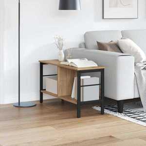 vidaXL Raft pentru cărți Stejar Artizanal 82 x 32 x 47 cm imagine