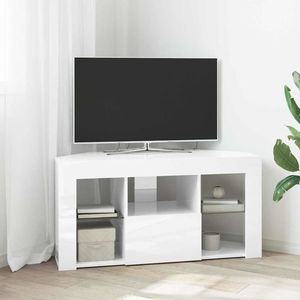 vidaXL Șifonier LED pentru TV colțar Alb lucios 100 x 40 x 50 cm imagine