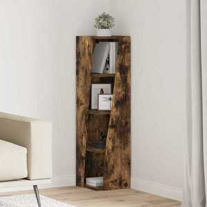 vidaXL Dulap de colț Stejar fumuriu 27, 5x27x102cm Lemn compozit imagine