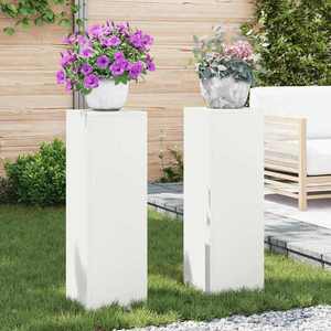 vidaXL Suport pentru plante 2 pcs Alb 24 x 24 x 75 cm Oțel imagine