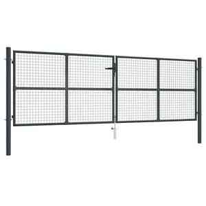 vidaXL Poartă de grădină din plasă, oțel galvanizat, gri, 400x125 cm imagine