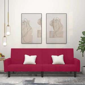 vidaXL Canapea extensibilă cu 2 locuri, roșu vin, catifea imagine