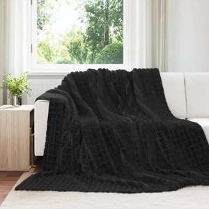 vidaXL Pătura de aruncat Negru 240 x 220 cm Molton imagine