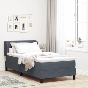 vidaXL Pat cu arcuri cu headboard Gri închis 100 x 200 cm Catifea imagine