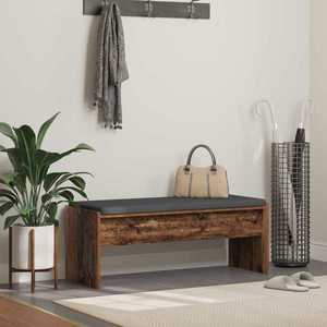 vidaXL Bancă pentru hol cu pernă Lemn vechi 103 x 38 x 40 cm imagine
