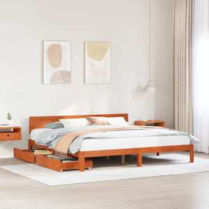 vidaXL Cadru de pat Maroniu cerat 180 x 200 cm Lemn de pin masiv imagine