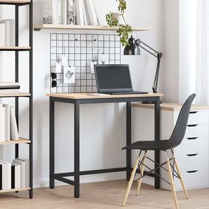 vidaXL masă natural 80 x 50 x 77 cm Lemn ingineresc și oțel imagine