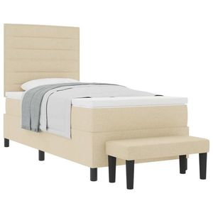 vidaXL Pat cu arcuri cu headboard Crem 90 x 190 cm țesătură imagine