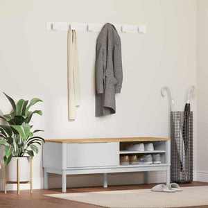 vidaXL Bancă de hol FLORO Alb 115 x 40 x 45 cm Lemn de pin masiv imagine