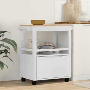 vidaXL Troler de Bucătărie FLORO Alb 72, 5 x 45 x 80 cm imagine