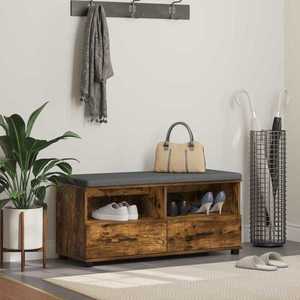 vidaXL Bancă pentru hol cu pernă Stejar Afumat 100 x 38 x 46 cm imagine