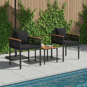 vidaXL Set de Mobilier pentru Exterior cu pernă Negru poliratan imagine