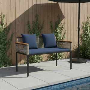 vidaXL Bancă de exterior Gri și albastru marin 117 x 54 x 74.5 cm imagine