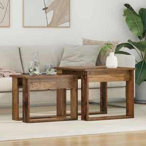 vidaXL Set de măsuțe de cafea 2 pcs Lemn vechi Lemn compozit imagine