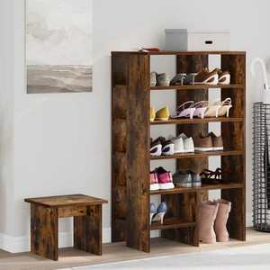 vidaXL Dulap pentru pantofi cu raft 2 pcs Stejar fumuriu Lemn compozit imagine