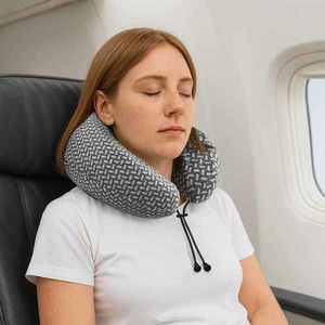 vidaXL Perna de gât pentru călătorie Gri 30 x 28 x 14 cm Poliester imagine