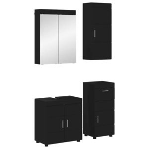 vidaXL Set de mobilier pentru baie cu sertar TULUM Negru Lemn compozit imagine