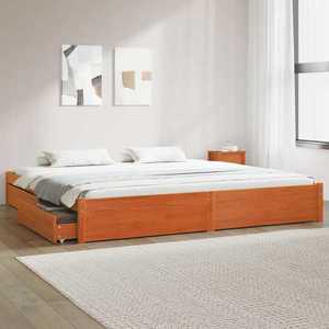 vidaXL Cadru de pat Maroniu cerat 180 x 200 cm Lemn de pin masiv imagine