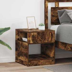 vidaXL Masă laterală 2 pcs Stejar fumuriu 40, 5 x 40 x 45 cm imagine