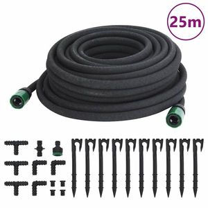 vidaXL Furtun poros de grădină, negru, 0, 6", 25 m, cauciuc imagine
