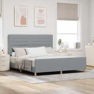 vidaXL Cadru de pat cu headboard Gri deschis 180 x 200 cm țesătură imagine