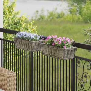 vidaXL Coș suspendat pentru plante 2 pcs Gri 48 x 22 x 15 cm imagine