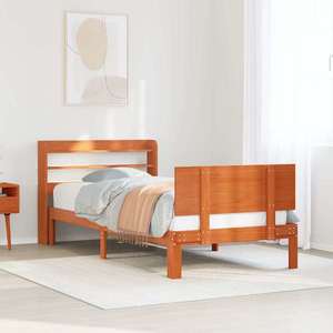 vidaXL Cadru de pat cu headboard 2 pcs Maroniu cerat Lemn de pin masiv imagine