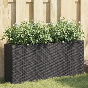 vidaXL Jardiniere grădină 2 ghivece 2 buc. negru 90x20x40 cm poliratan imagine