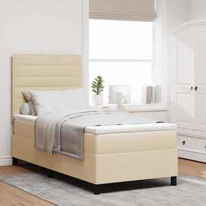 vidaXL Pat cu arcuri cu saltea cu headboard Crem 80 x 200 cm țesătură imagine
