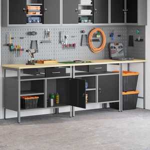 vidaXL Set banc de lucru 3 pcs Roșu și gri Oțel vopsit electrostatic imagine