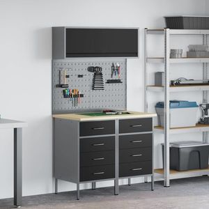 vidaXL Set de dulapuri de lucru cu sertar cu raft Manual 5 pcs Negru imagine