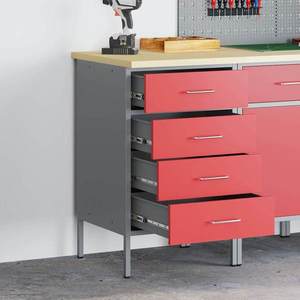 vidaXL Banc de lucru cu sertar Roșu și gri 50 x 55 x 85 cm imagine