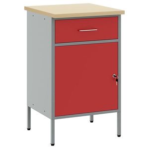 vidaXL Banc de lucru cu sertar cu blocare Roșu și gri 50 x 55 x 85 cm imagine