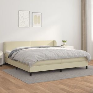 vidaXL Pat continental cu saltea, crem, 200x200 cm, piele ecologică imagine