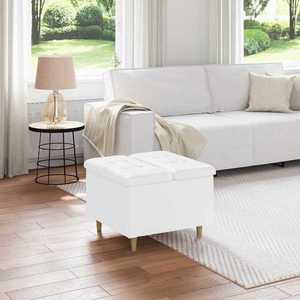 vidaXL Ottomană de depozitare Alb 60 x 60 x 45 cm Piele artificială imagine