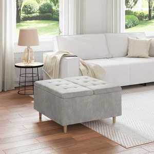 vidaXL Ottomană de depozitare Gri deschis 80 x 80 x 45 cm Catifea imagine