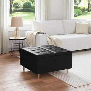 vidaXL Ottomană de depozitare Negru 80 x 80 x 45 cm Piele artificială imagine