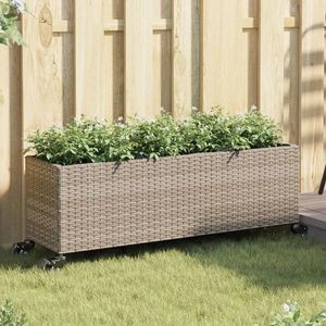 vidaXL Jardiniere grădină cu roți 2 buc. gri 107x32x38 cm poliratan imagine