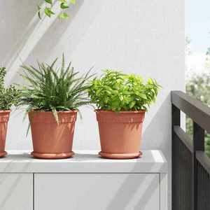 vidaXL Ghiveci rotund pentru flori 6 pcs Roșu cărămidă Ø 19 x 16 cm imagine