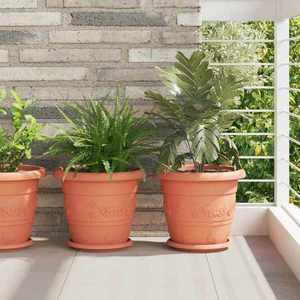 vidaXL Ghiveci rotund pentru flori 6 pcs Roșu cărămidă Ø 26 x 21.5 cm imagine