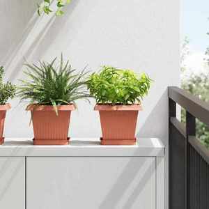 vidaXL Vază pătrată pentru flori 6 pcs Roșu cărămidă 20 x 20 x 16 cm imagine