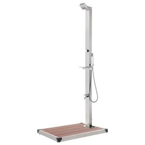 vidaXL Duș de grădină cu bază maro, 225 cm, oțel inoxidabil imagine