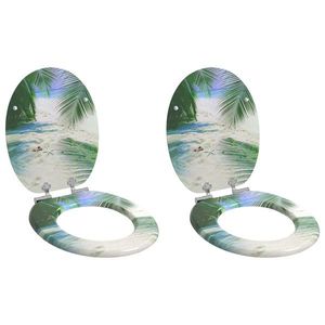 vidaXL Capac de toaletă cu închidere lentă 2 pcs Verde 44 x 38 cm imagine