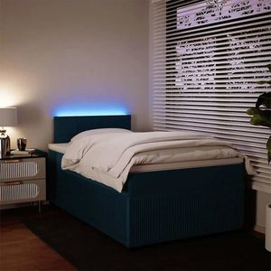 vidaXL Pat box spring cu saltea, albastru, 120x190 cm, catifea imagine