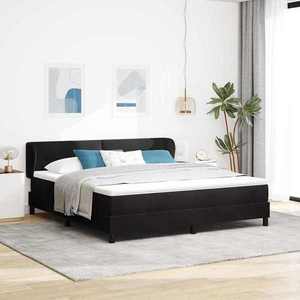 vidaXL Pat cu arcuri cu headboard Negru 180 x 200 cm Catifea imagine