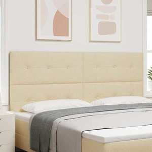vidaXL Tăblie LED cu benzi LED cu headboard Crem 200 cm țesătură imagine