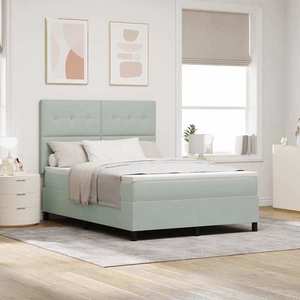 vidaXL Pat cu arcuri cu saltea Gri deschis 140 x 190 cm Catifea imagine