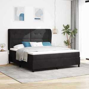 vidaXL Pat cu arcuri cu saltea cu headboard Negru 200 x 180 cm Catifea imagine