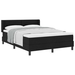 vidaXL Pat cu arcuri cu headboard Manual Negru 200 x 140 cm țesătură imagine