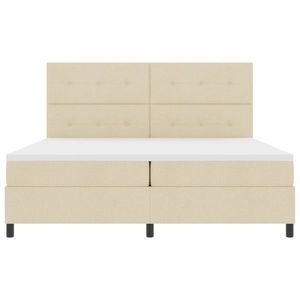 vidaXL Pat cu arcuri cu saltea cu led Crem 200 x 200 cm țesătură imagine